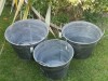 3X Round Vintage Zinc Galvanised Metal Garden Flower Planter Tub Pot Bucket (XL)