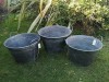 3X Round Vintage Zinc Galvanised Metal Garden Flower Planter Tub Pot Bucket (XL)