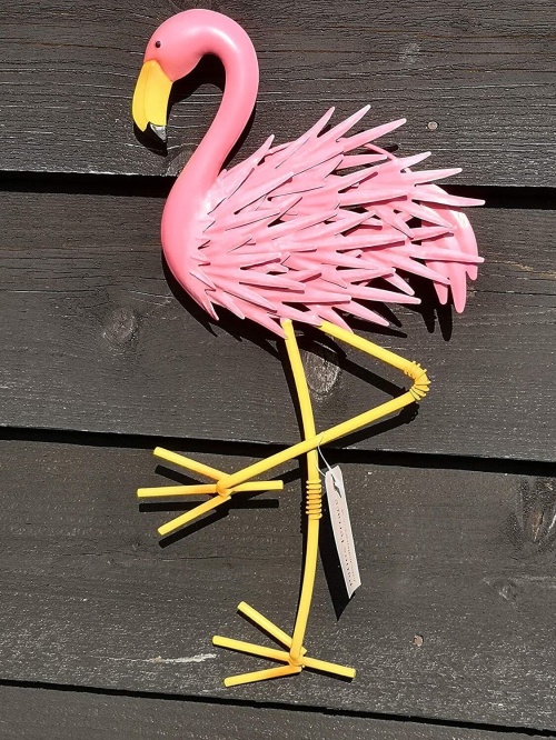 Bright Vibrant Pink Flamingo Metal Wall Art Decor Garden/Fence/Home