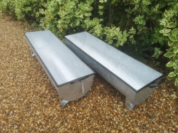 Pair Of Trough Vintage Grey Zinc Galvanised Metal Garden Planter Flower Tub Pot